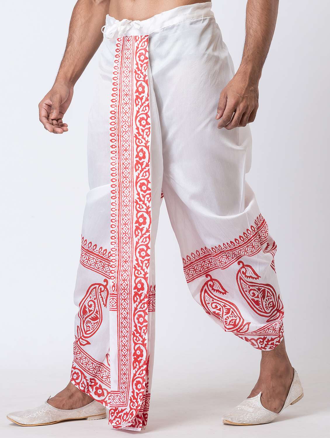 men printed mid rise draped dhoti - 22016506 -  Standard Image - 2