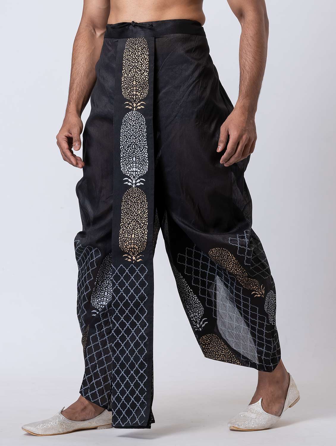 men printed mid rise draped dhoti - 22016509 -  Standard Image - 2