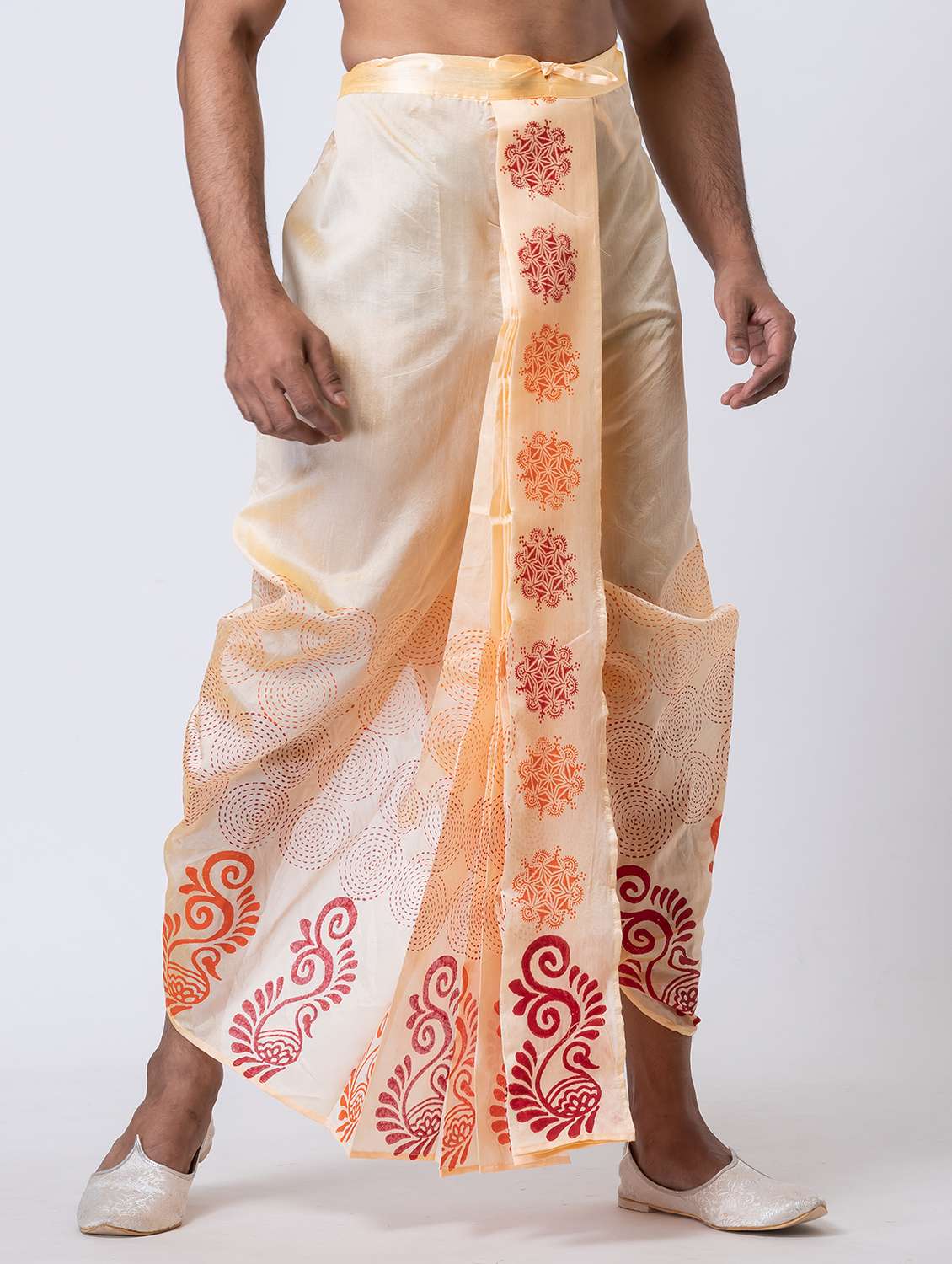 men printed mid rise draped dhoti - 22016516 -  Standard Image - 2