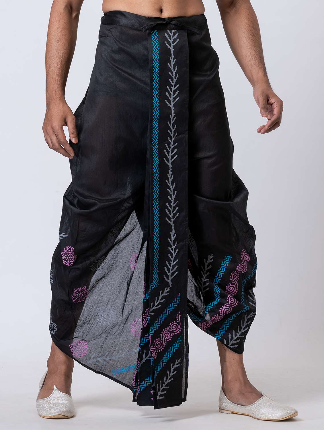 men printed mid rise draped dhoti - 22016522 -  Standard Image - 2