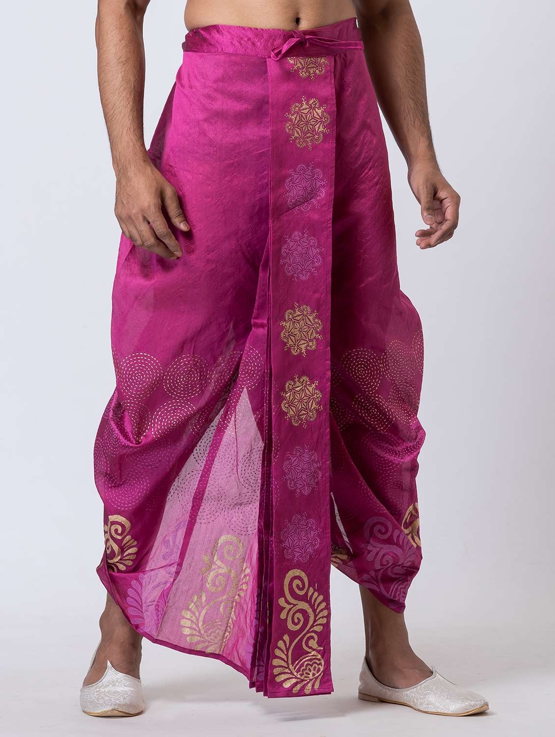 men printed mid rise draped dhoti - 22016527 -  Standard Image - 2