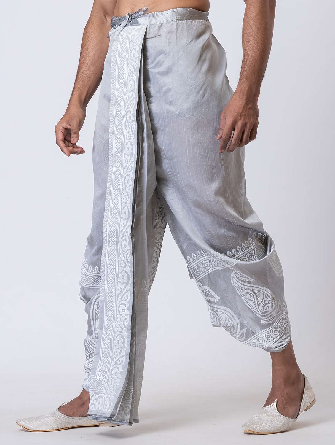 men printed mid rise draped dhoti - 22016531 -  Standard Image - 2