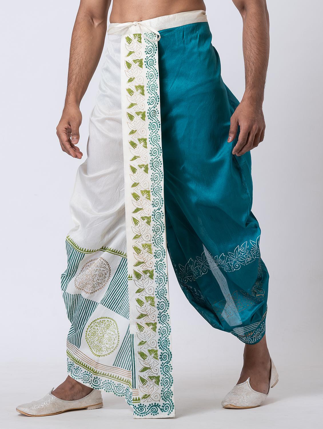 men printed mid rise draped dhoti - 22016534 - Standard Image - 2