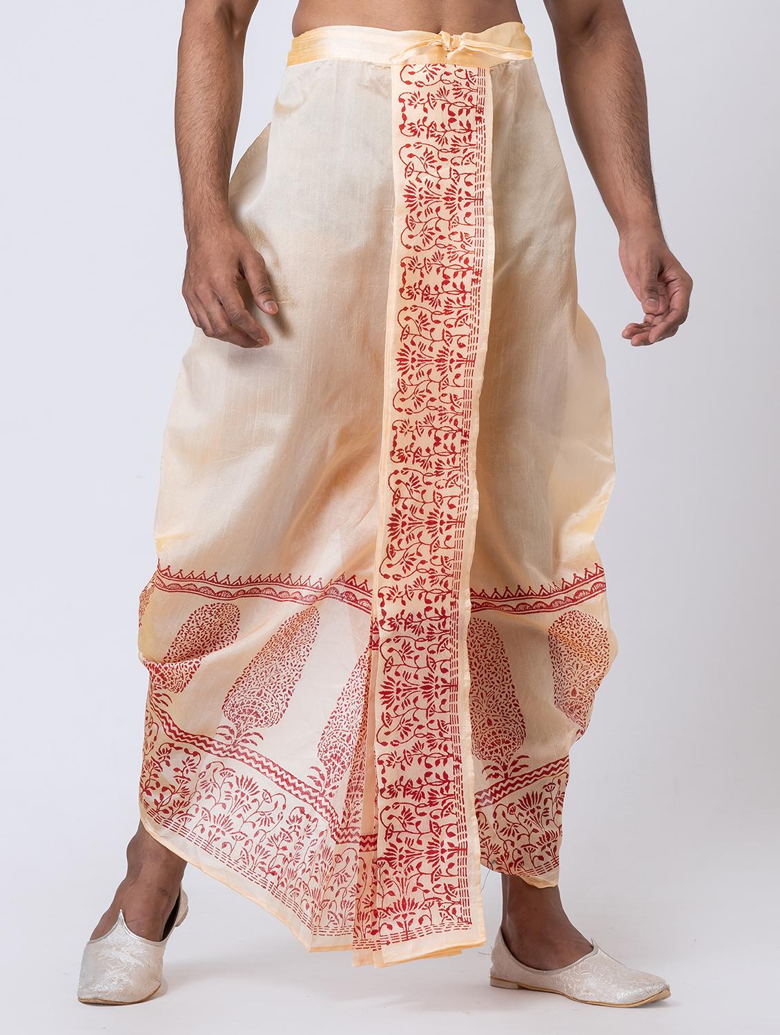 men printed mid rise draped dhoti - 22016537 - Standard Image - 2