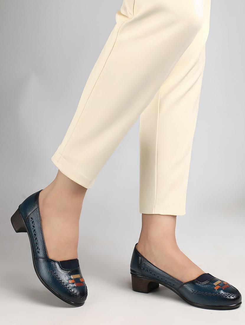 women navy blue slip on pump - 22016544 - Standard Image - 2