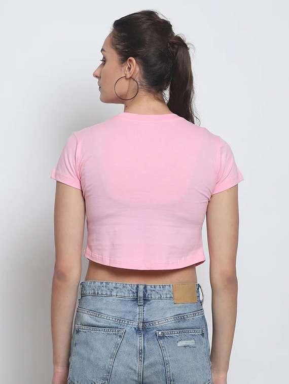 women solid short sleeve regular fit crop t-shirt - 22016570 -  Standard Image - 2