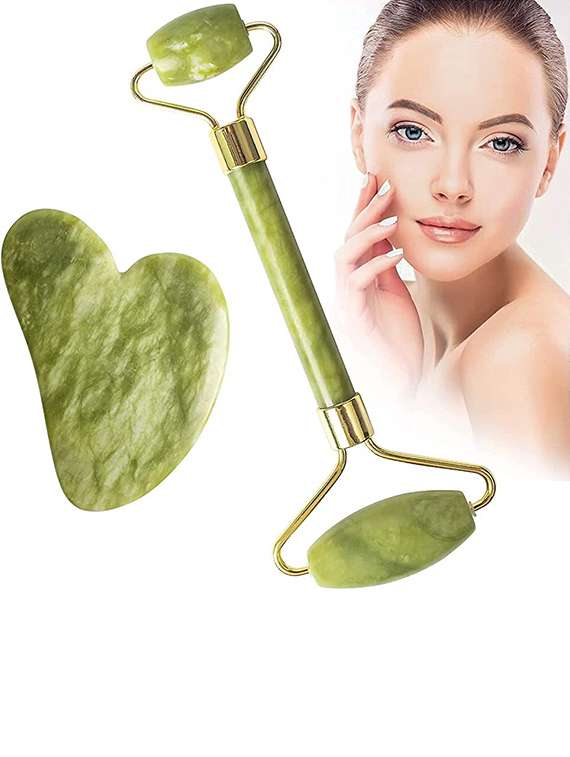 pack of face massager ice roller, gua sha and jade stone facial roller (color may vary) - 22016581 - Standard Image - 2
