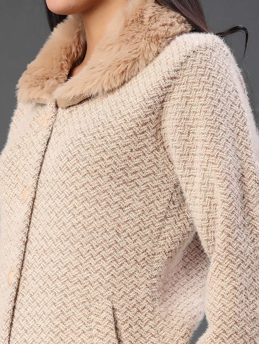 women self designed long sleeve cardigan - 22016621 -  Standard Image - 2