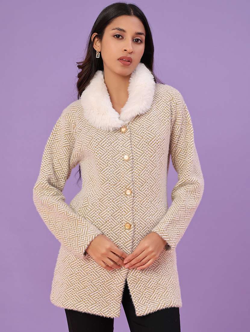 women self design long sleeve cardigan - 22016622 -  Standard Image - 2