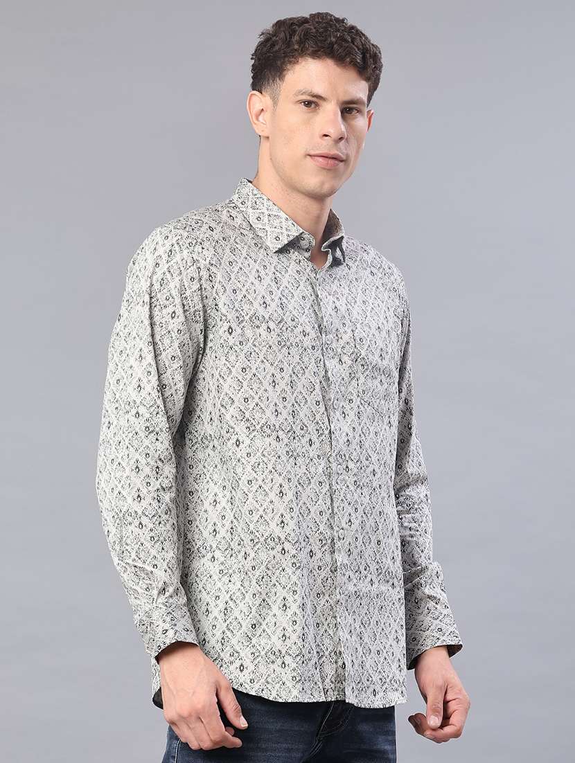 men printed long sleeve regular fit casual shirt - 22016874 -  Standard Image - 2