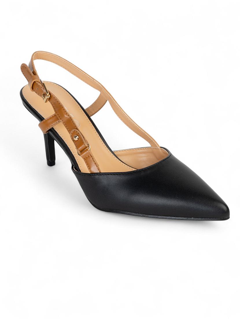 women black solid pointed pumps - 22017435 - Standard Image - 2