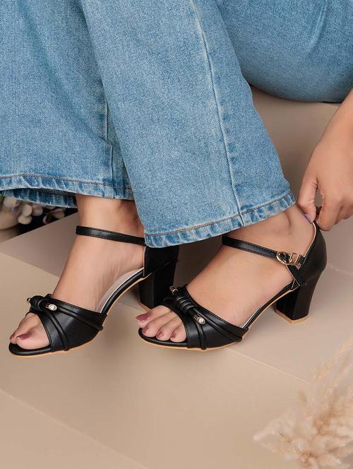women black ankle strap sandal - 22017453 -  Standard Image - 0