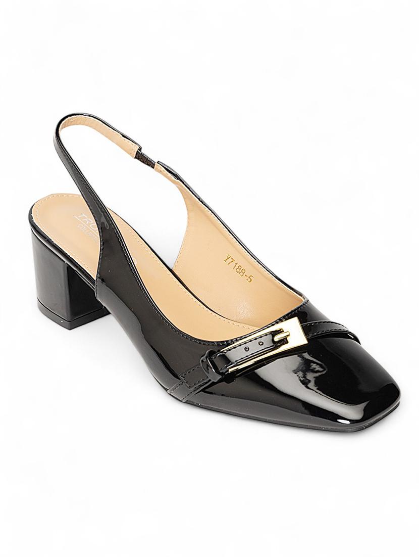 women black solid block heels pump - 22017459 - Standard Image - 2