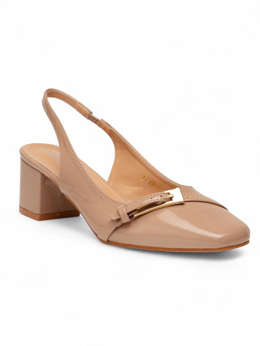 women nude solid block heels pump - 22017460 - Standard Image - 2