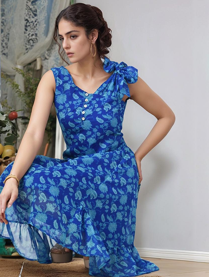 women printed sleeveless a-line dress - 22017555 - Standard Image - 2