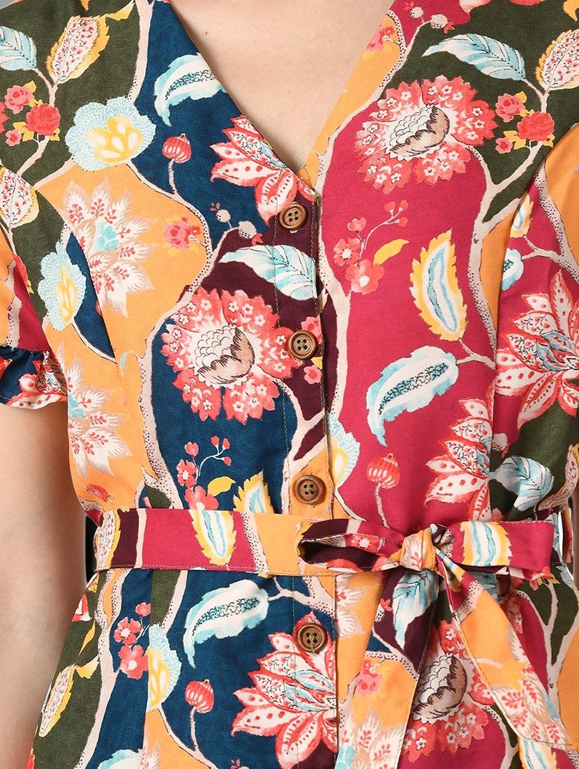 women floral print short sleeve a-line dress - 22017578 - Standard Image - 2