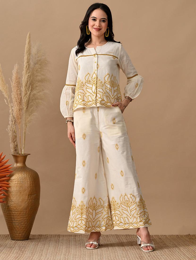 women embroidered shirt and trouser co-ord set - 22017594 -  Zoom Image - 0