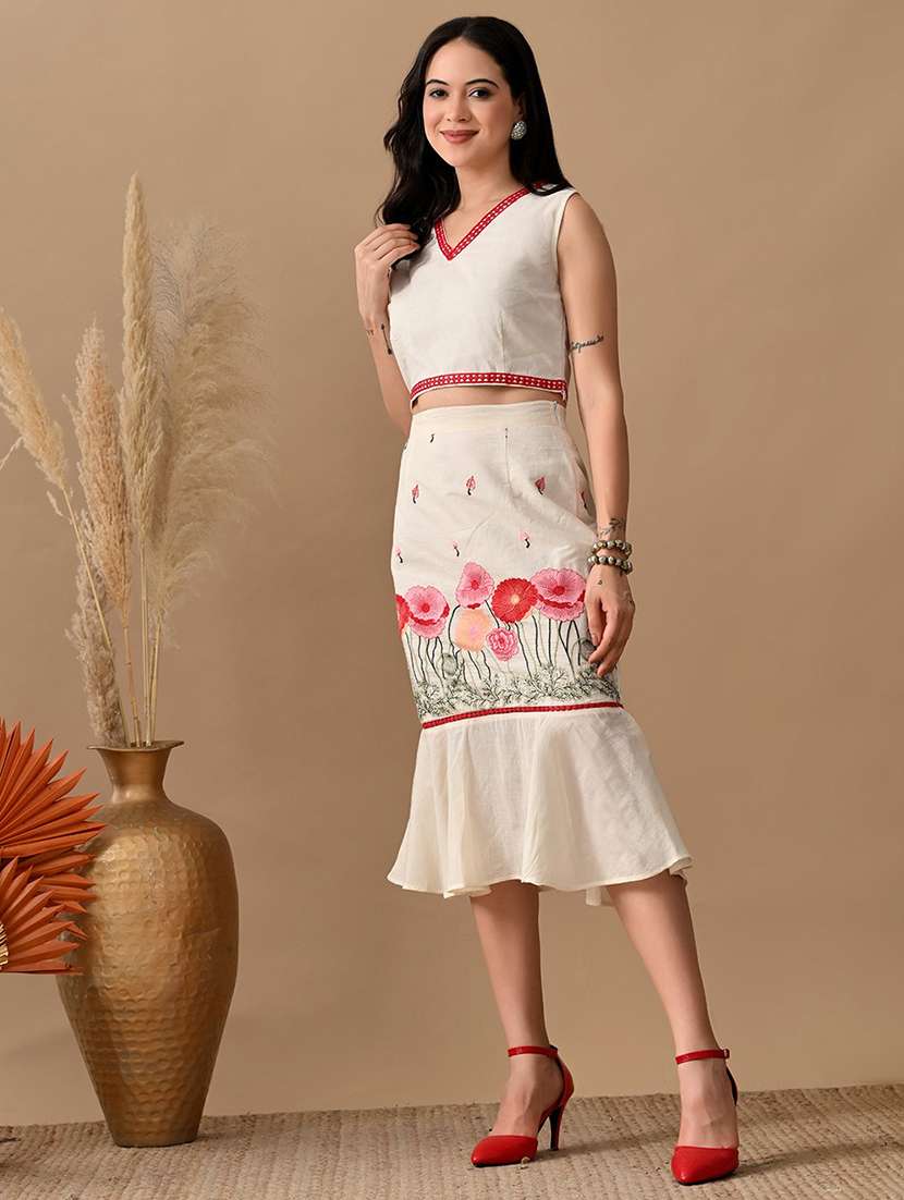 women embroidered top and skirt co-ord set - 22017597 -  Standard Image - 2