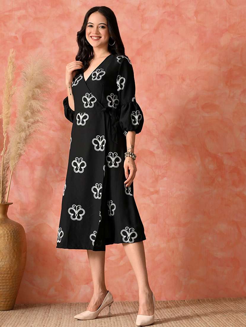 women embroidered puff sleeve fit & flare dress - 22017607 -  Standard Image - 2