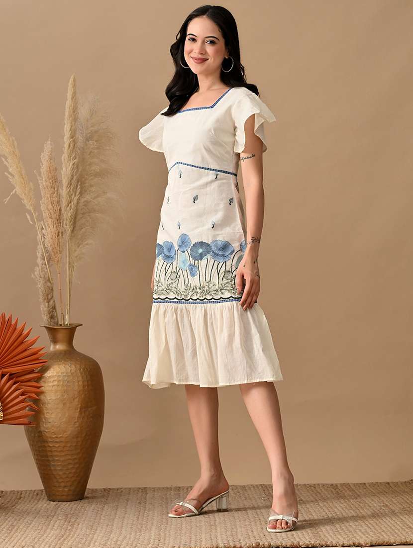 women embroidered flared sleeves tiered dress - 22017609 -  Standard Image - 2