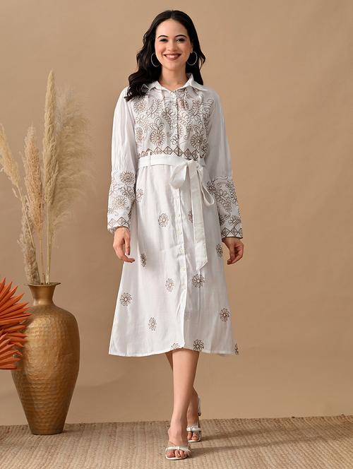 women embroidered long sleeve shirt dress - 22017614 -  Standard Image - 0