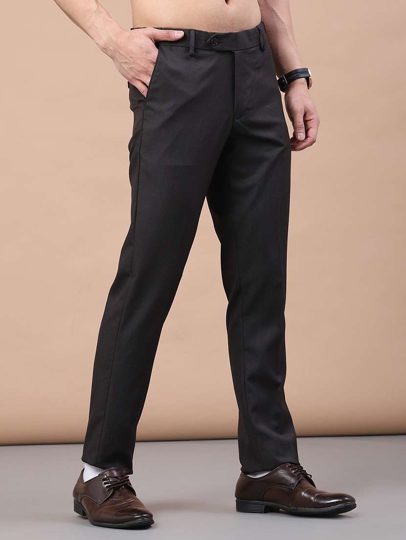 men solid mid rise flat front formal trouser - 22017857 -  Standard Image - 2