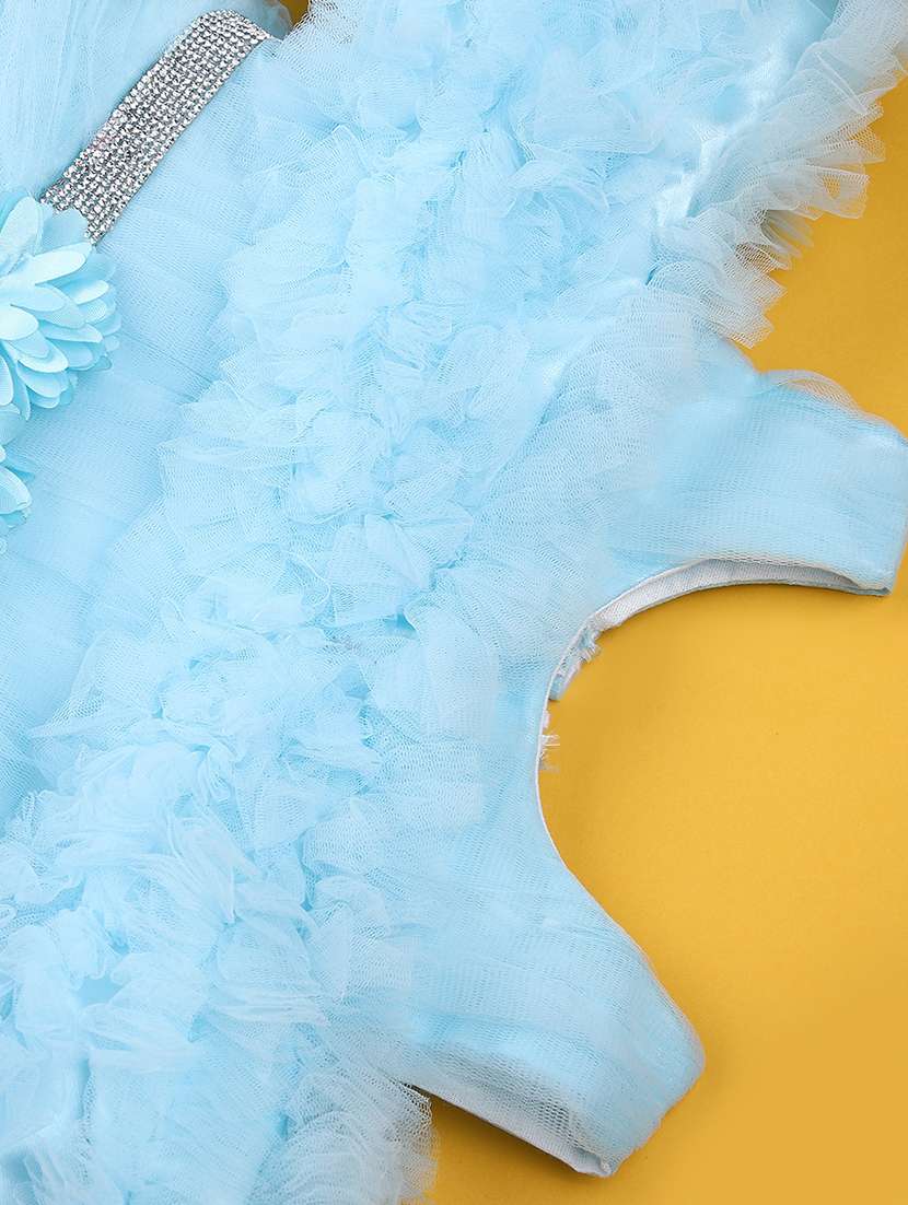 Girls Solid Sleeveless Ruffle Dress - 22017858 -  Standard Image - 2