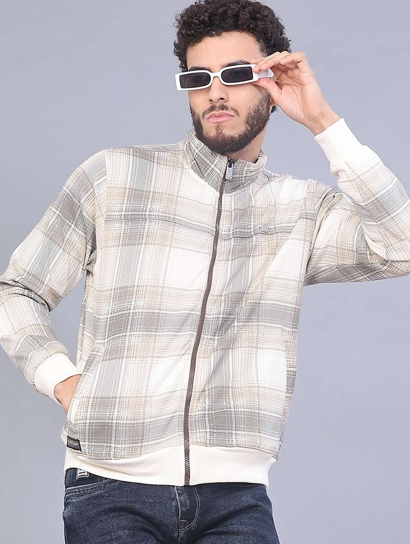 men checkered long sleeve sweatshirt