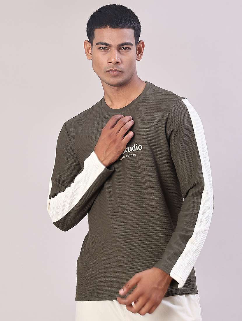 men color block long sleeve regular fit t-shirt