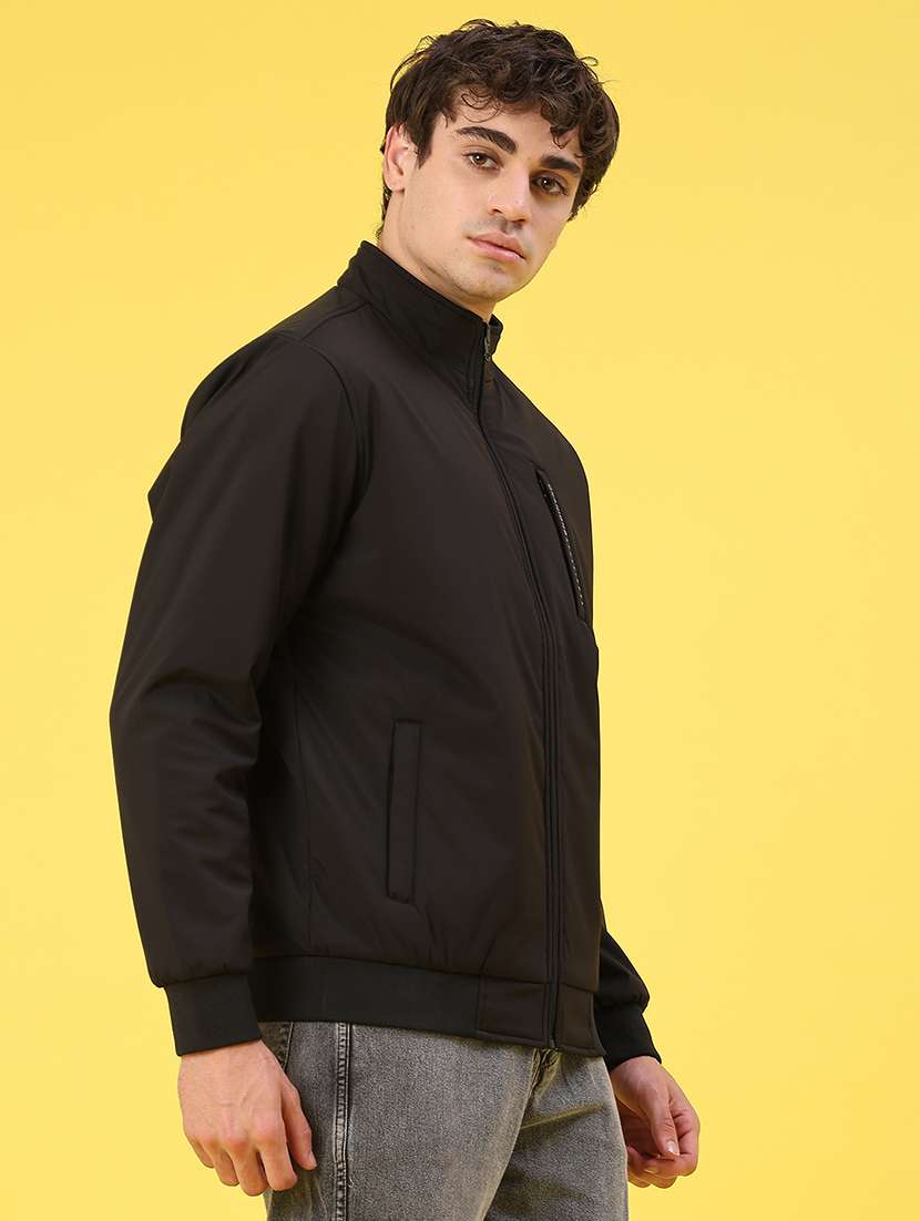 men solid long sleeve bomber jacket - 22018077 -  Standard Image - 2