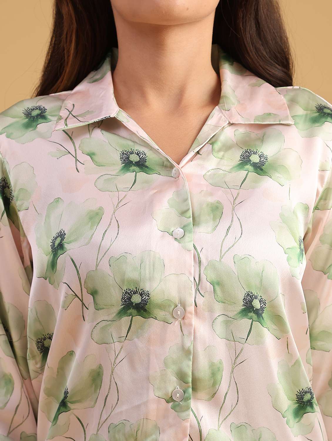 women printed collared long sleeve regular shirt - 22018160 -  Standard Image - 2