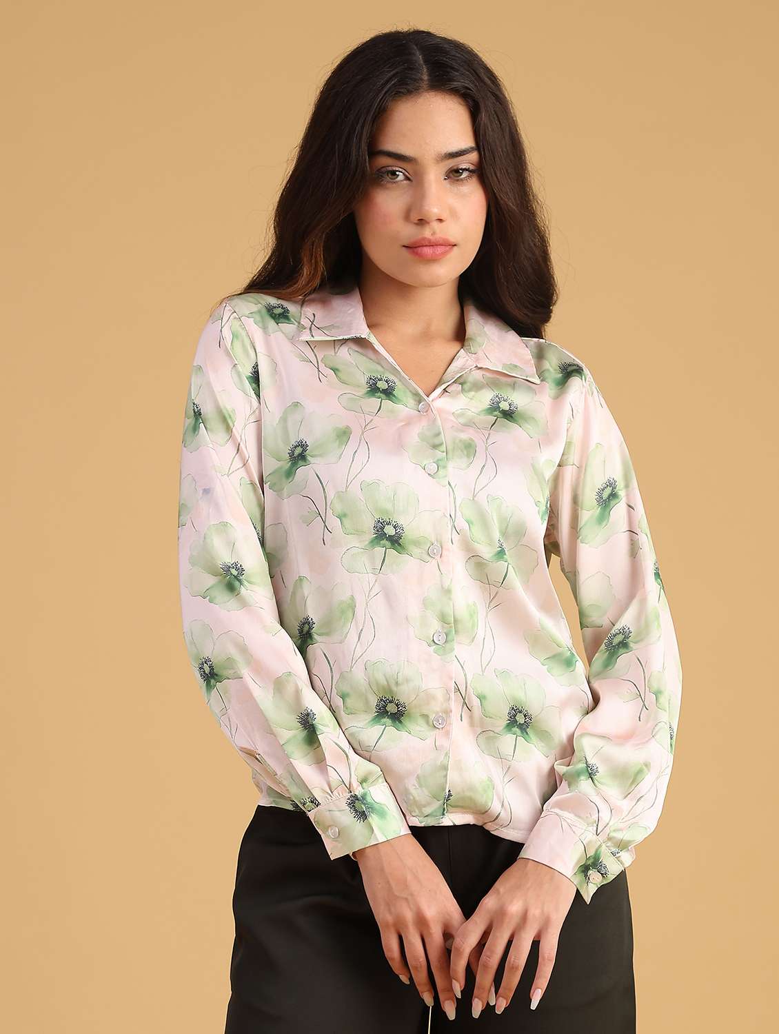 women printed collared long sleeve regular shirt - 22018160 -  Standard Image - 7