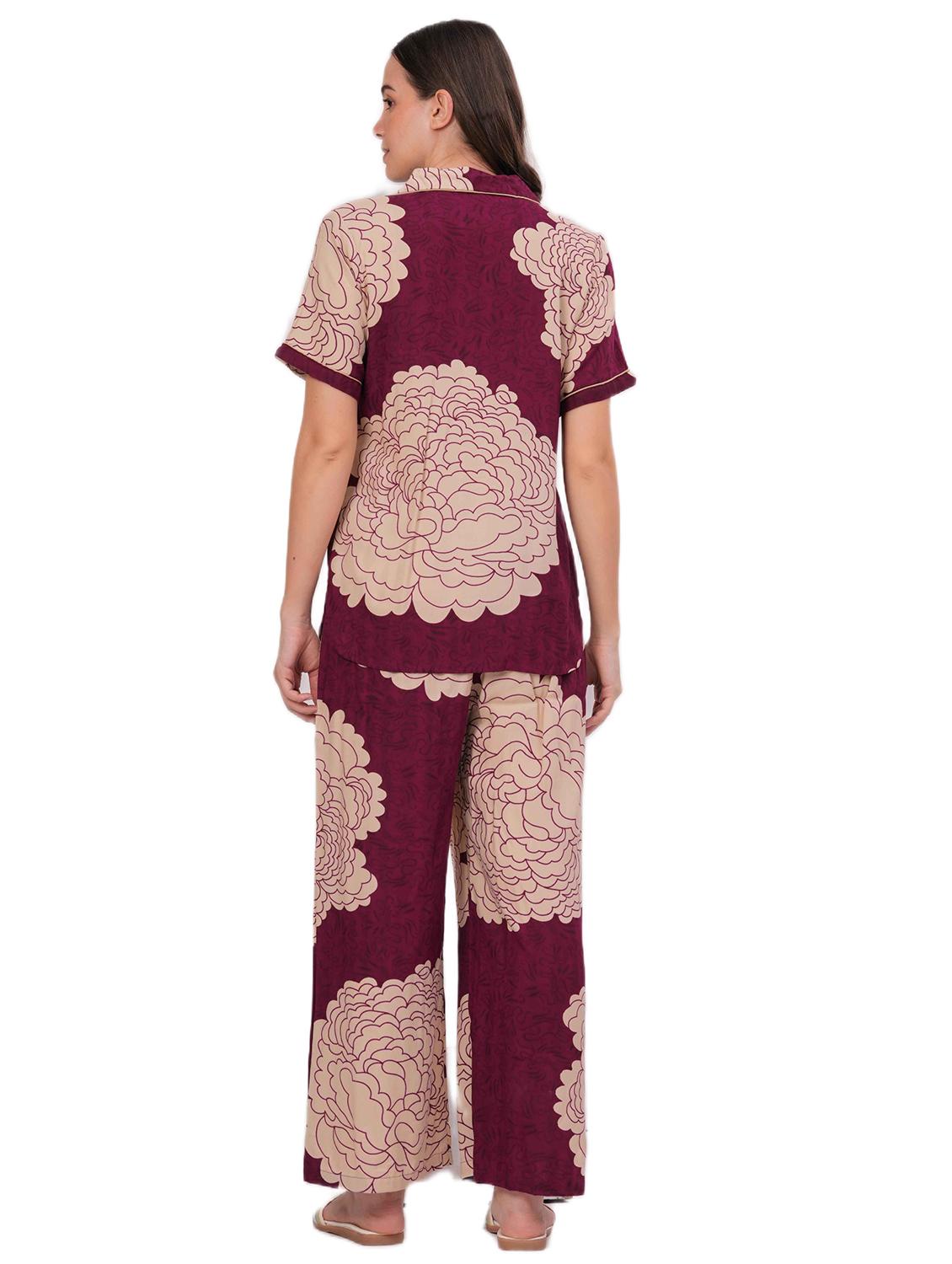 women printed short sleeve nightwear pyjama set - 22018220 - Standard Image - 2