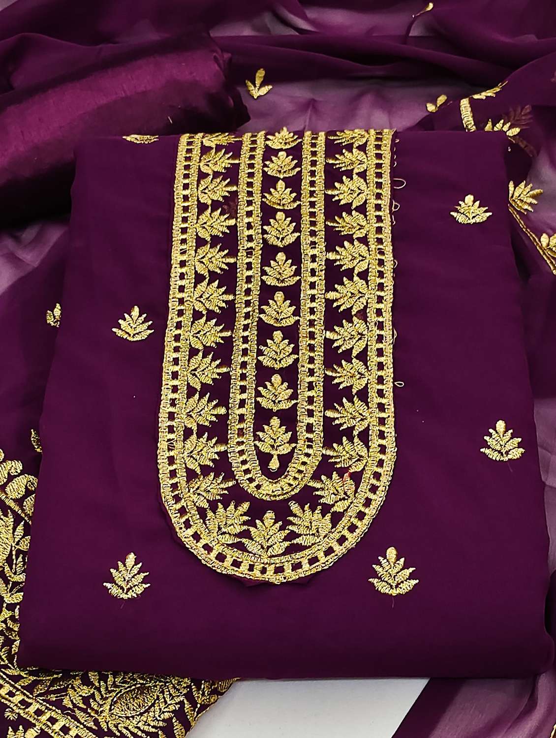 women solid with work embroidered unstitched suit set - 22018278 -  Standard Image - 2