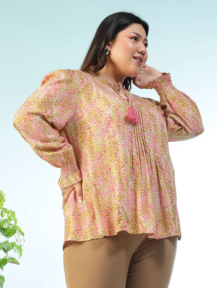 women printed long sleeve plus size top - 22018304 -  Standard Image - 2