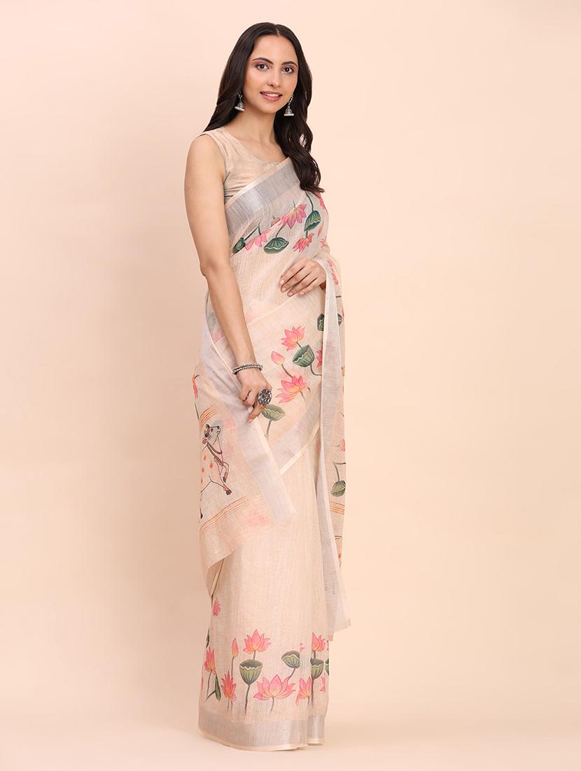 women floral printed saree with blouse - 22018441 - Standard Image - 2