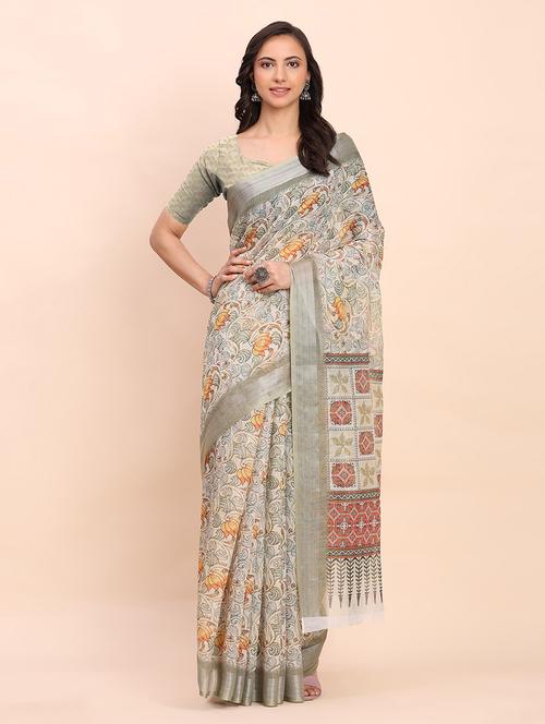 women printed casual wear saree with blouse - 22018448 - Standard Image - 0