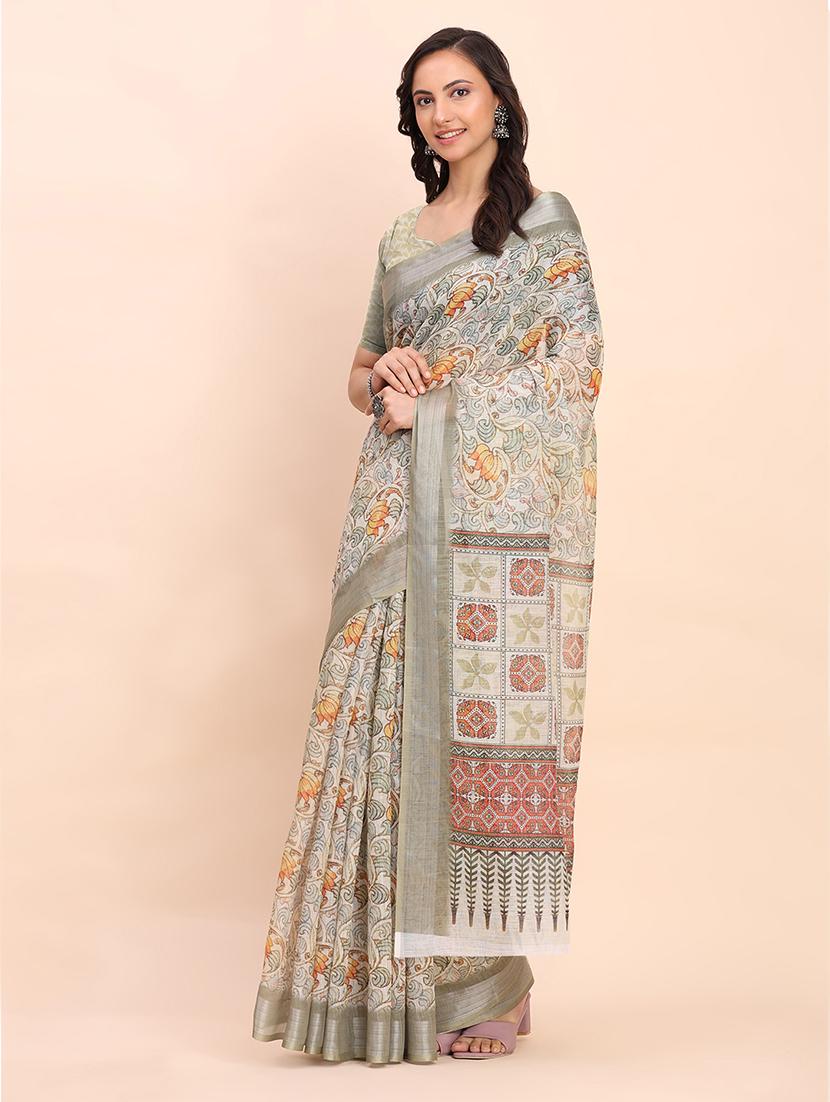 women printed casual wear saree with blouse - 22018448 - Standard Image - 2