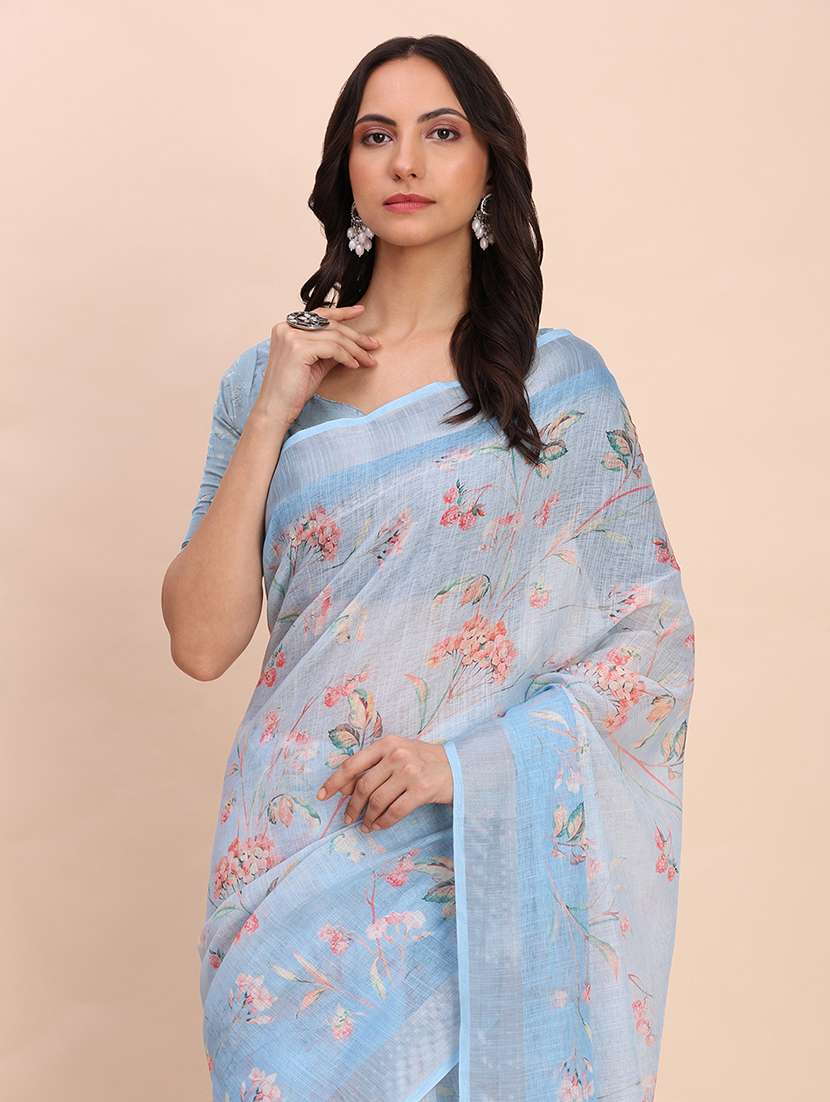 women printed casual wear saree with blouse - 22018465 -  Standard Image - 2