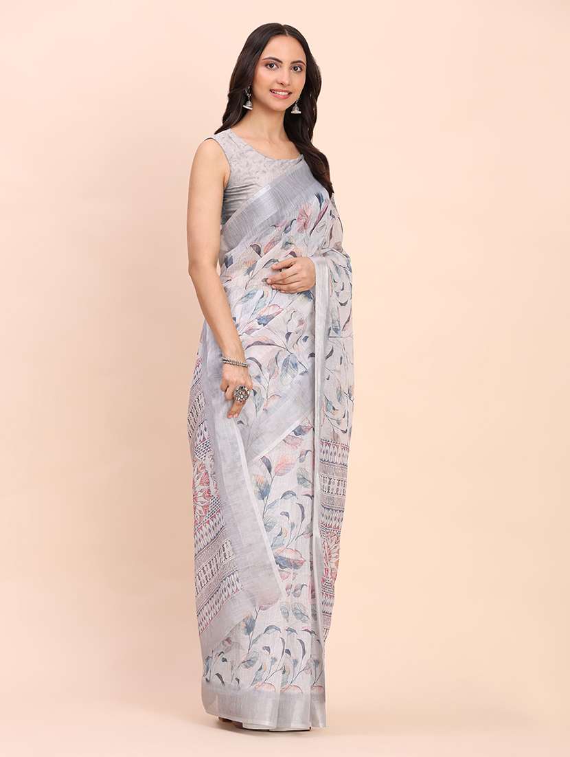 women printed casual wear saree with blouse - 22018473 -  Standard Image - 2