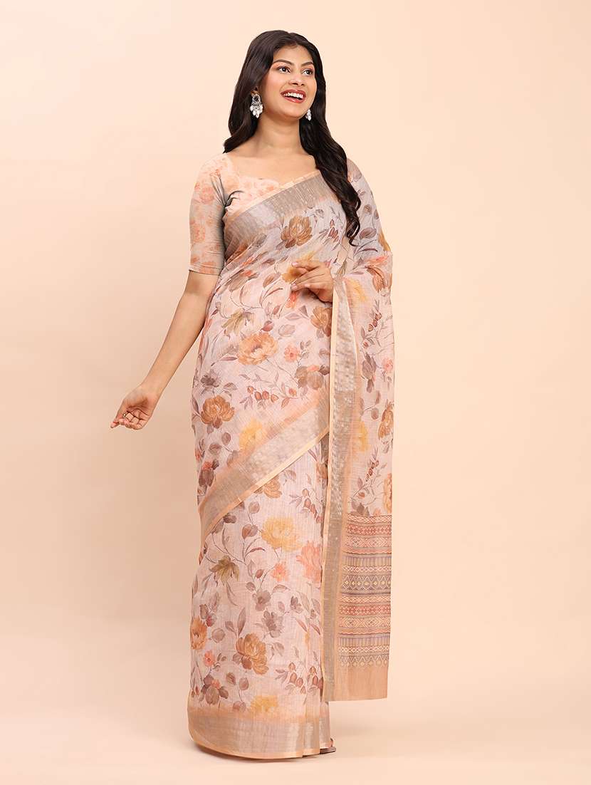 women printed casual wear saree with blouse - 22018475 -  Standard Image - 2