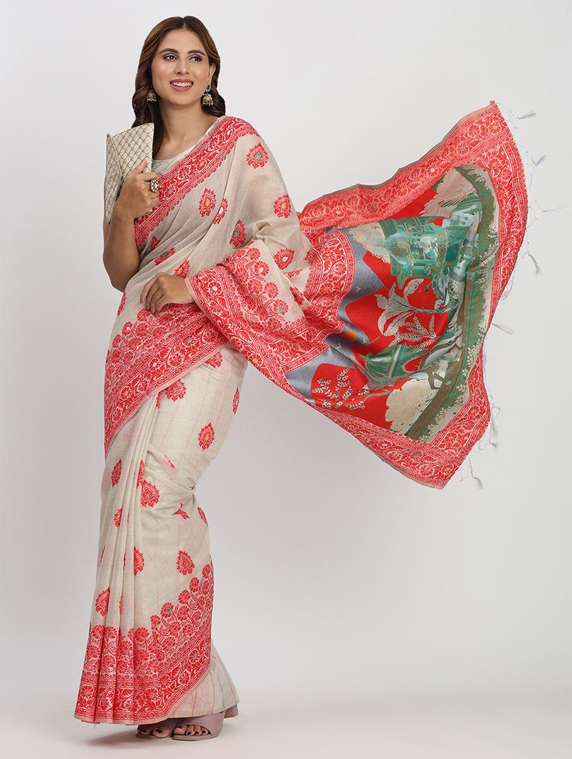 women self design bordered saree with blouse - 22018553 - Standard Image - 2
