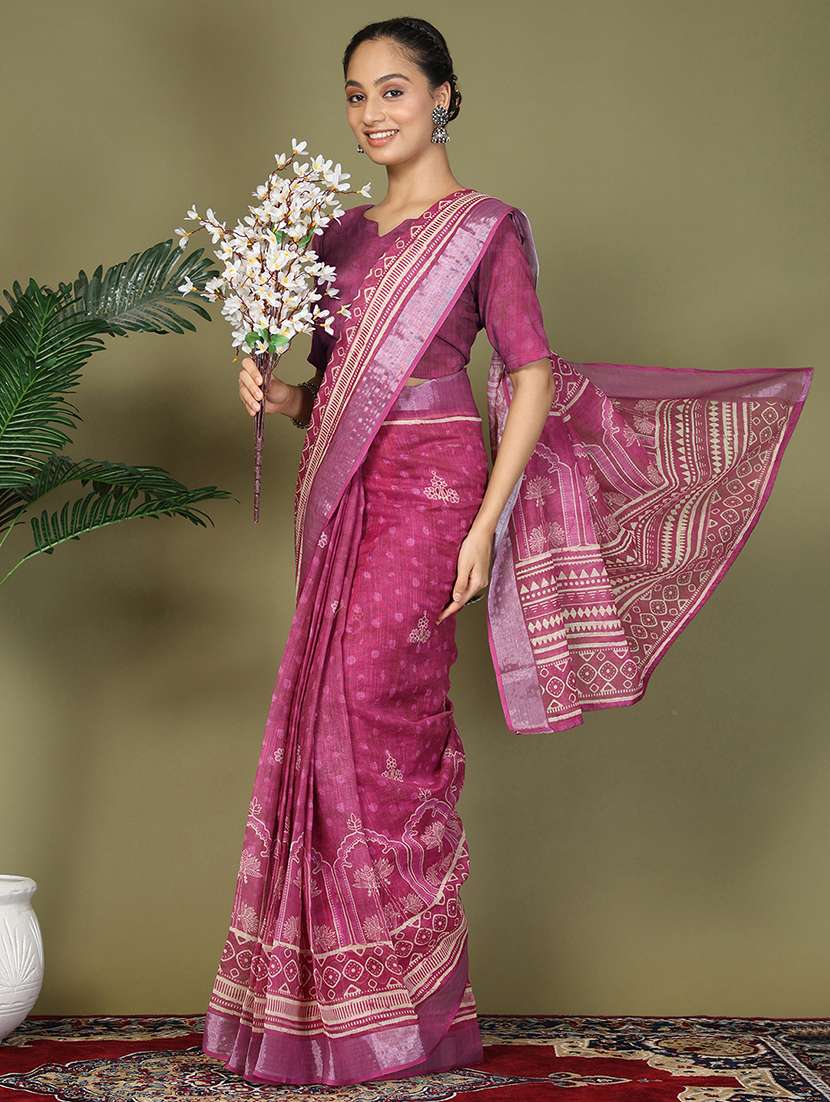 women printed ready to wear saree with blouse - 22018570 -  Standard Image - 2