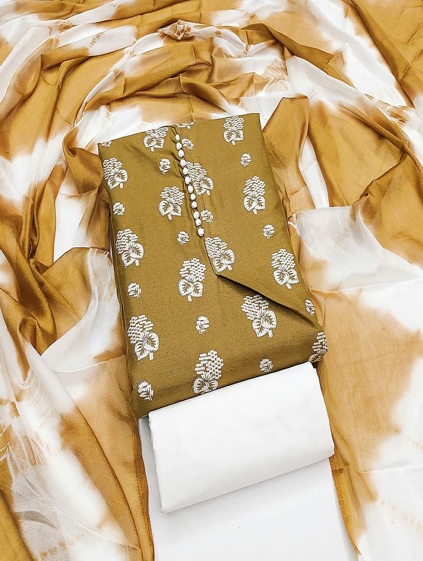 women solid with work embroidered unstitched suit set - 22018694 -  Standard Image - 2