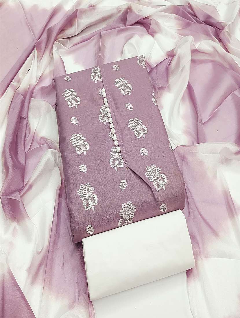 women solid with work embroidered unstitched suit set - 22018697 -  Standard Image - 2