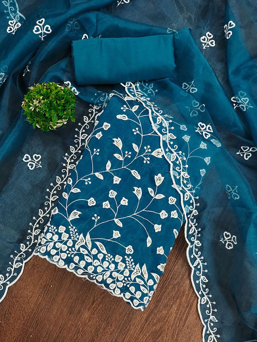 women solid with work embroidered unstitched suit set - 22018726 -  Standard Image - 2