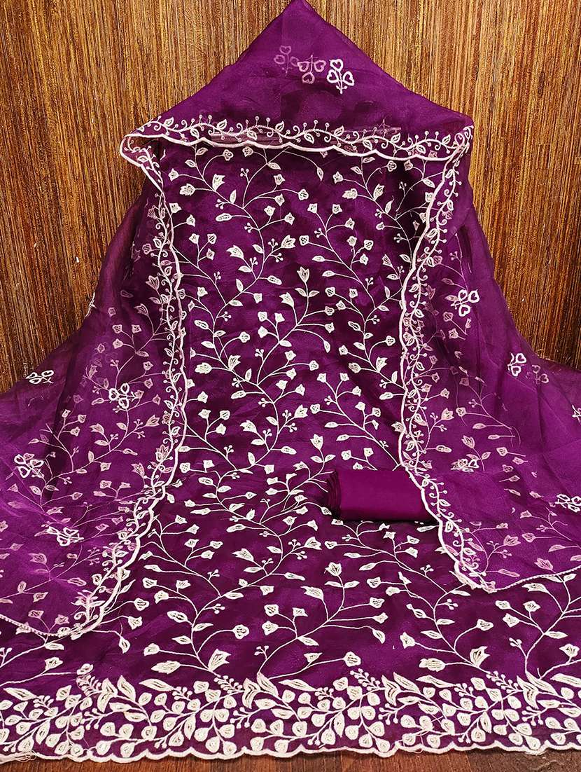 Women Solid With Work Embroidered Unstitched Suit Set - 22018731 -  Standard Image - 2