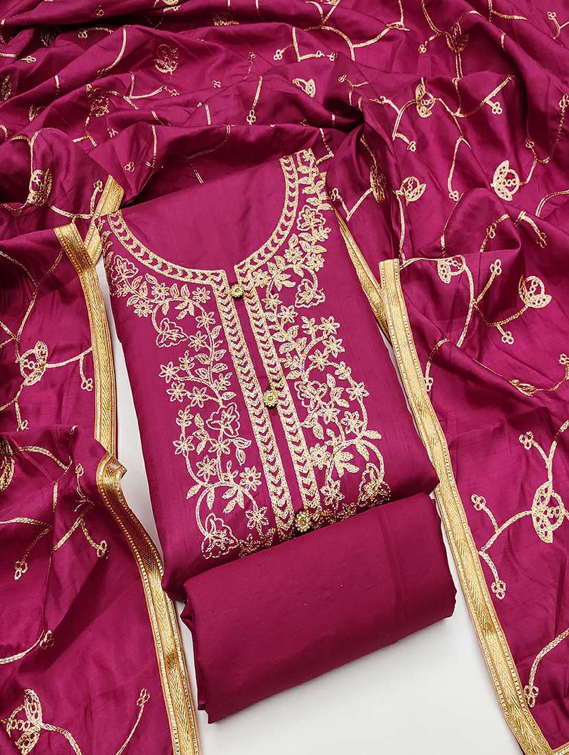 women solid with work embroidered unstitched suit set - 22018734 -  Standard Image - 2