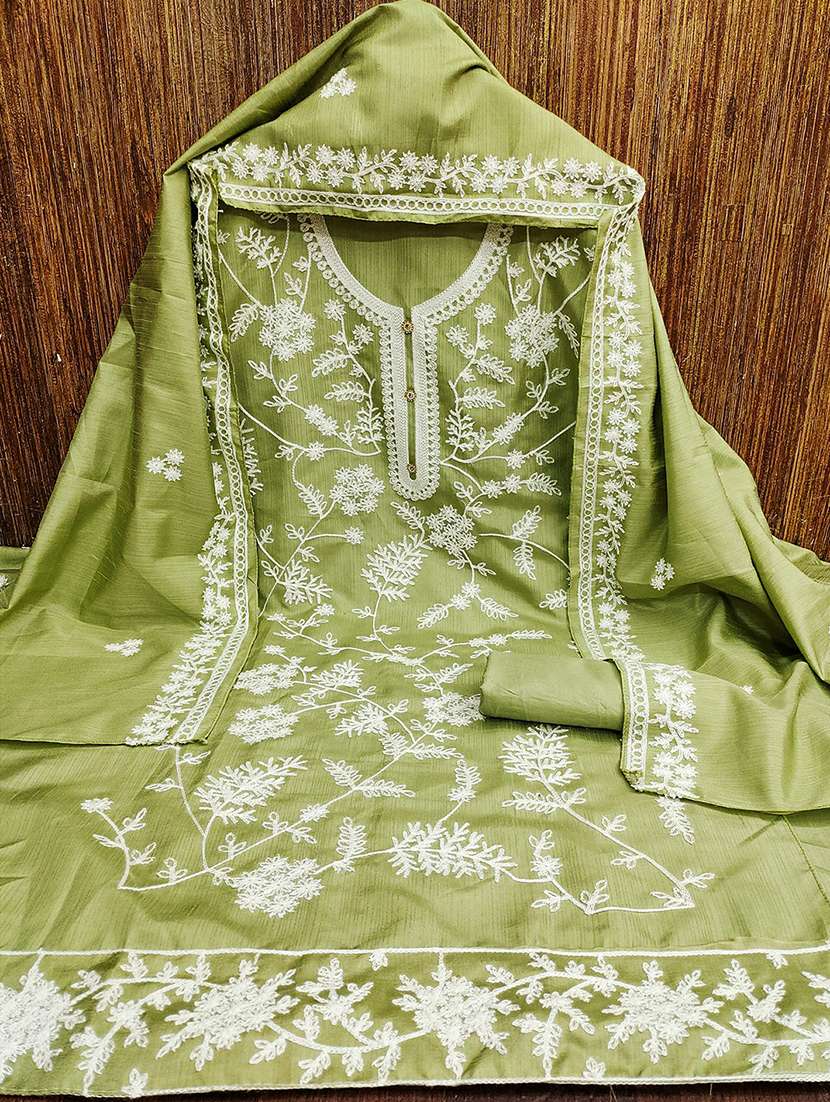 women solid with work embroidered unstitched suit set - 22018738 -  Standard Image - 2