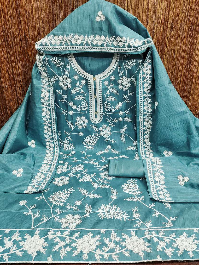 women solid with work embroidered unstitched suit set - 22018739 -  Standard Image - 2